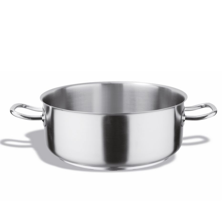 Kasserolle / Kochtopf (6,7 Liter), Edelstahl, niedrig, Ø 280 mm, H 110 mm