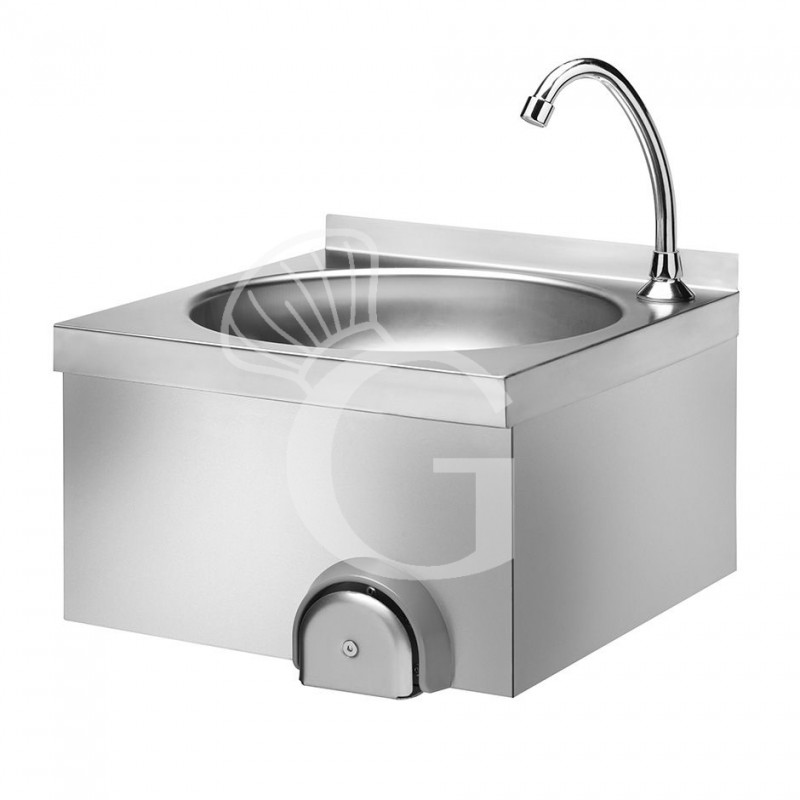 Handwaschbecken, Wandmontage, Kniebedienung, mit Wasserhahn Handwaschbecken, Wandmontage, Kniebedienung, mit Wasserhahn