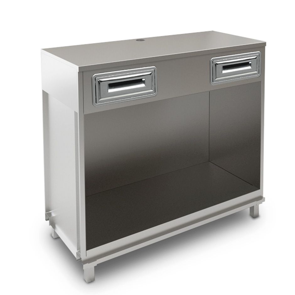 Kaffee Unterschrank, Edelstahl-Arbeitsplatte, B 1250 mm x T 550 mm x H 1140 mm