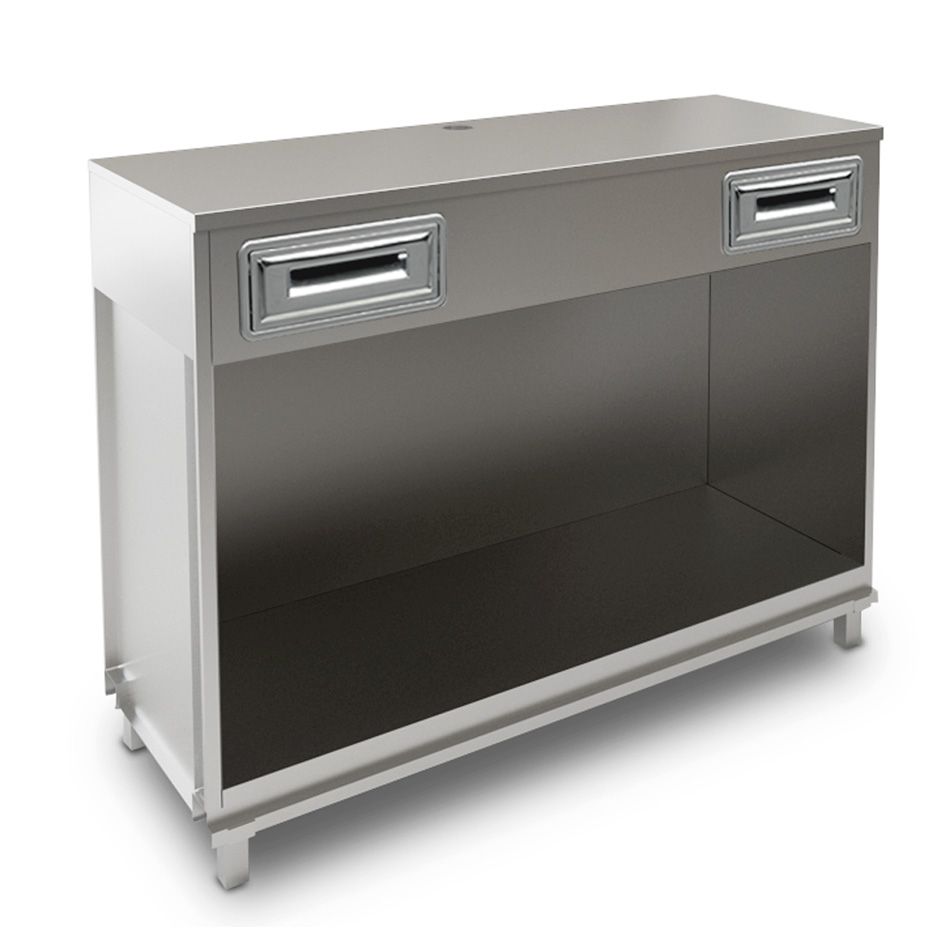 Kaffee Unterschrank, Edelstahl-Arbeitsplatte, B 1500 mm x T 550 mm x H 1140 mm