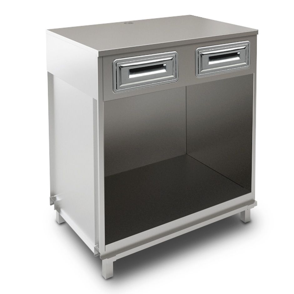 Kaffee Unterschrank, Edelstahl-Arbeitsplatte, B 1000 mm x T 670 mm x H 1140 mm