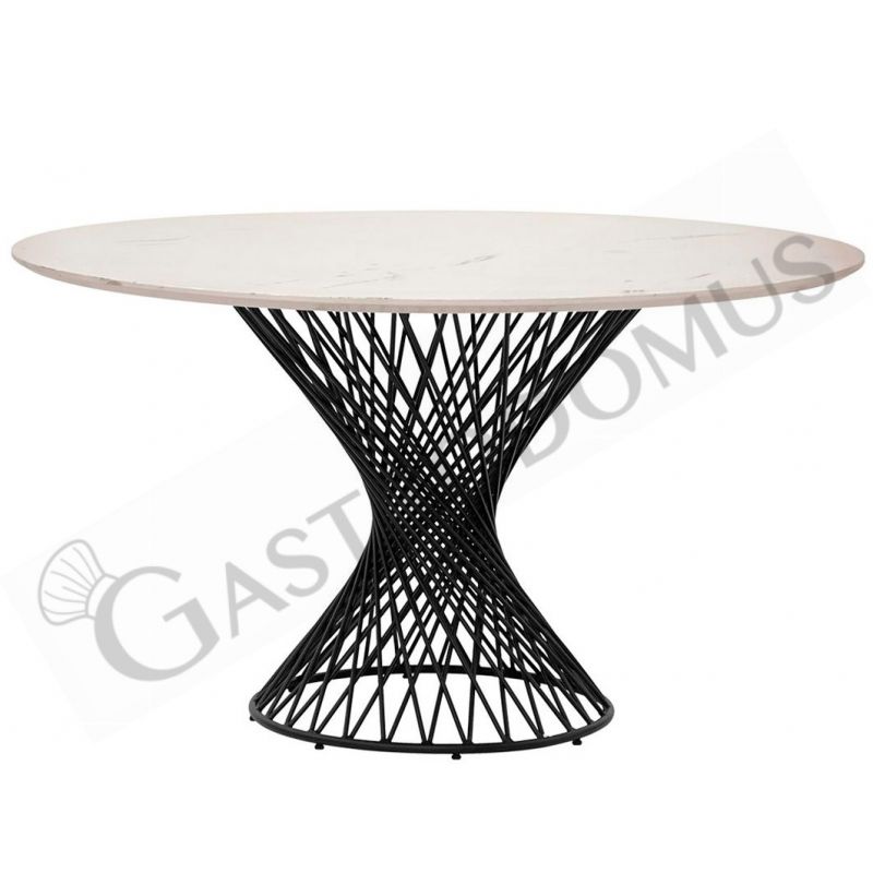 Tisch, rund, Innenbereich, lackiertes Metall, Tischplatte aus Kunstmarmor, Ø 1350 mm