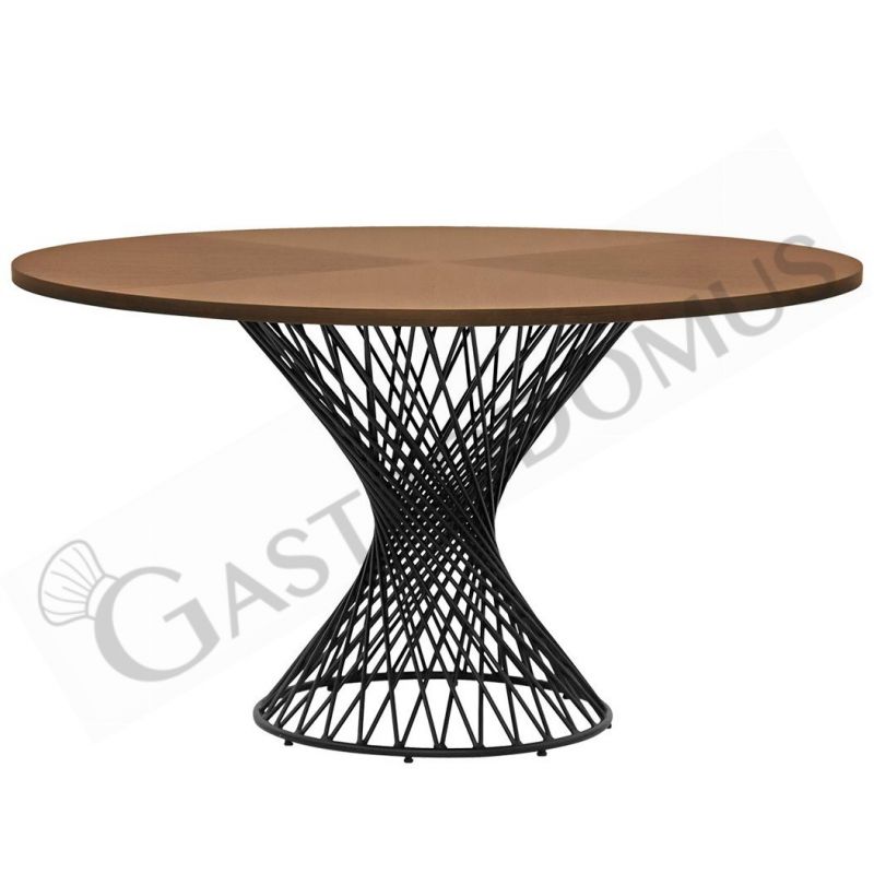 Tisch, rund, Innenbereich, lackiertes Metall, funierte MDF-Tischplatte, Ø 1370 mm