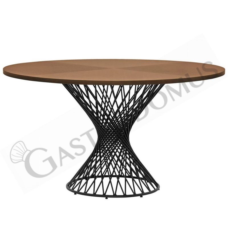 Tisch, rund, Innenbereich, lackiertes Metall, funierte MDF-Tischplatte, Ø 1370 mm Tisch, rund, Innenbereich, lackiertes Metall, funierte MDF-Tischplatte, Ø 1370 mm