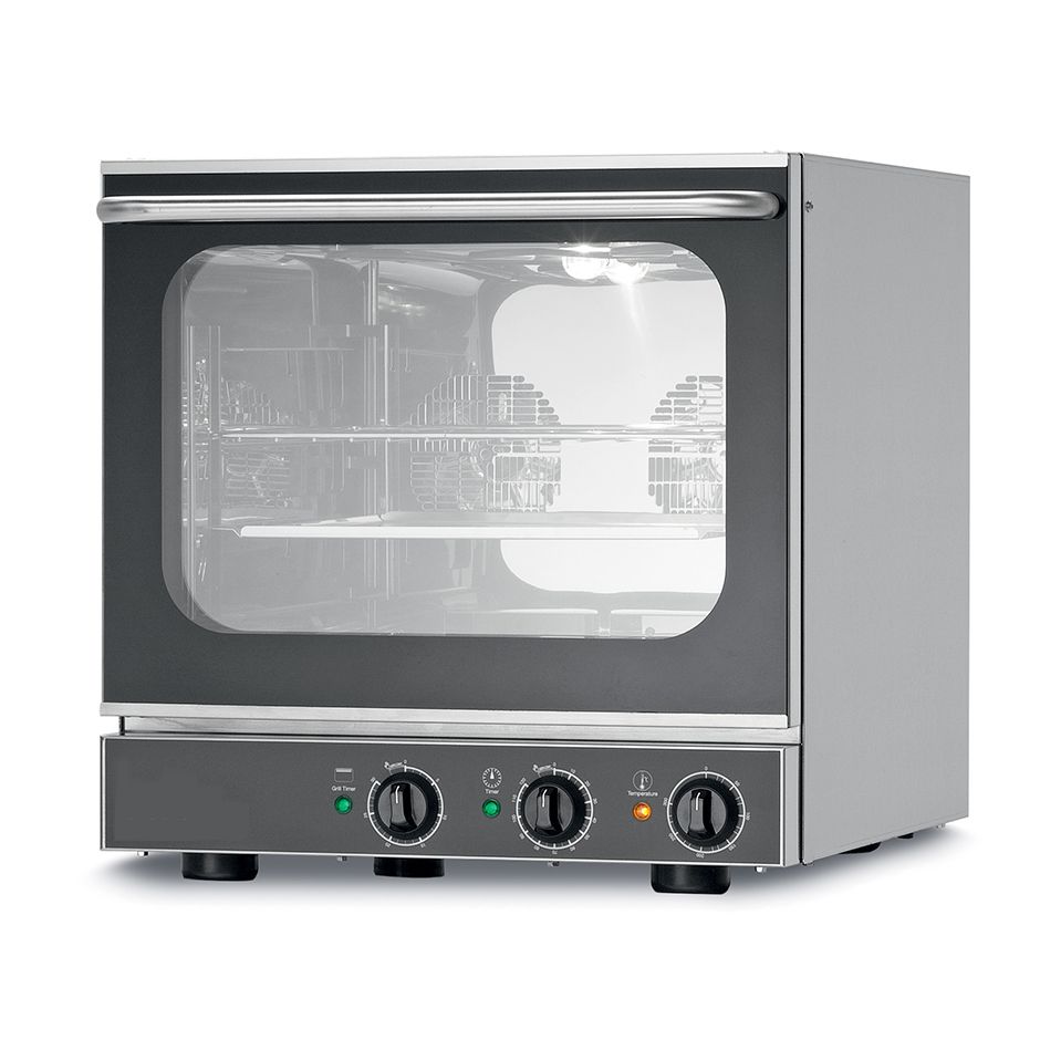 Elektro Heißluftofen für Croissants, mit Grill, Klapptür, mechanische Steuerung, 4 Backbleche (433x333 mm), 3,5 kW