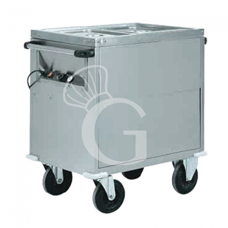 Thermowagen Bain-Marie mit Unterschrank, 2 GN 1/1 Behälter, B 960 mm x T 680 mm x H 920 mm