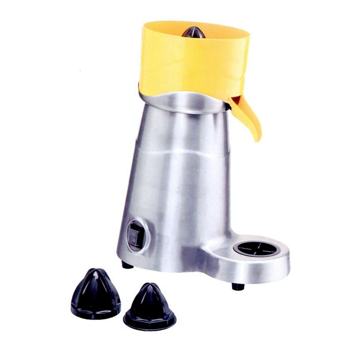 Elektro Zitruspresse aus satinierter Aluminiumlegierung, 3 Presskegel, 1800 U/min