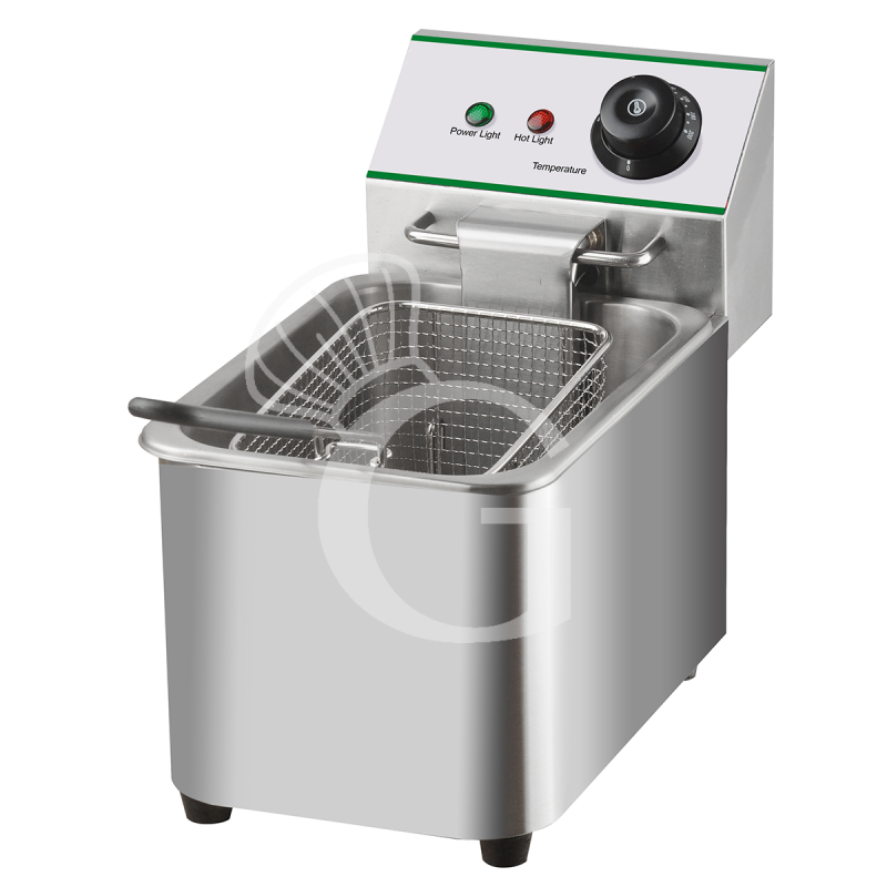 Elektro-Fritteuse, 1 Becken (4,2 Liter), Tischgerät (B 210 mm x T 375 mm x H 310 mm), 2 kW, einphasig Elektro-Fritteuse, 1 Becken (4,2 Liter), Tischgerät (B 210 mm x T 375 mm x H 310 mm), 2 kW, einphasig