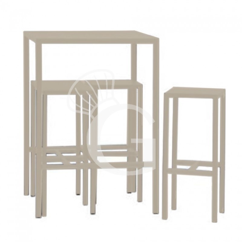 Gartenmöbel-Set / Terassenmöbel-Set, 1 Tisch, 4 Hocker, lackiertes Metall