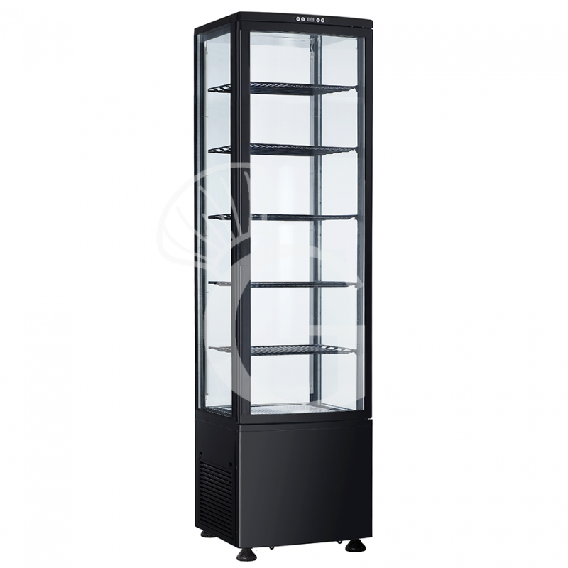 Schwarze Getränke-Kühlvitrine (280 L), Umluftkühlung, Temperatur 0°C/+12°C, Energieklasse B