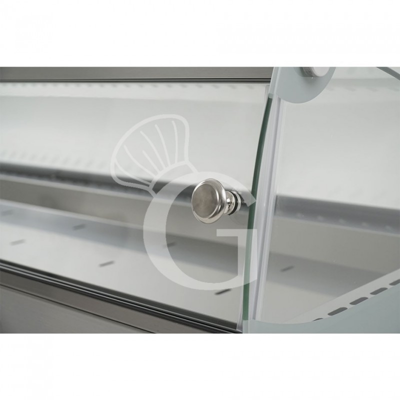 Warmhaltevitrine, Edelstahl und Glas, 6 GN1/3 Behälter (H 40 mm), B 1127 mm X T 420 mm X H 336 mm