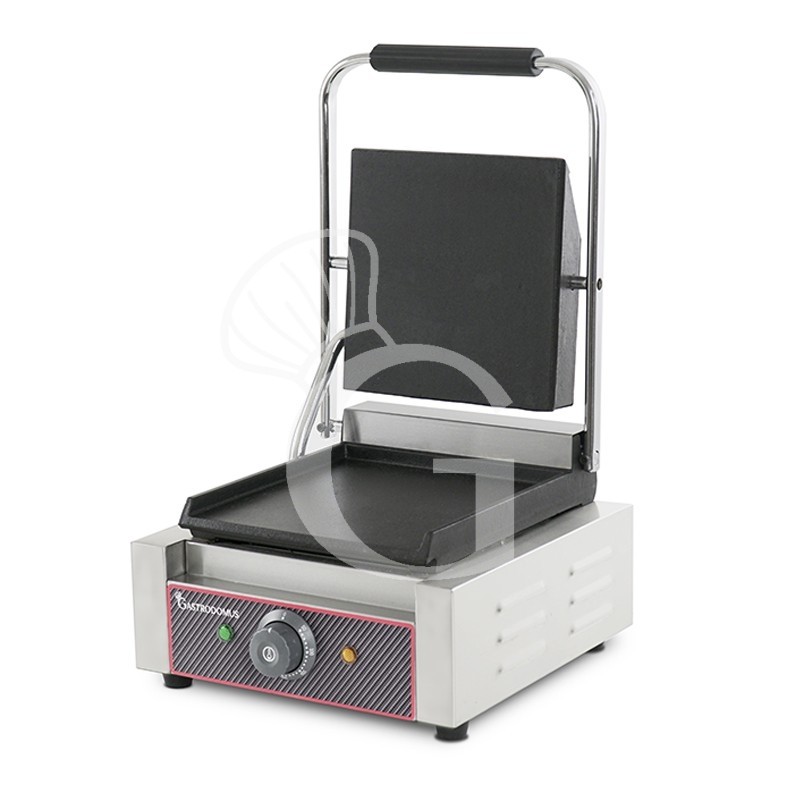 Kontaktgrill, glatte Grillplatte aus Gusseisen, B 130 mm x T 380 mm x H 210/520 mm