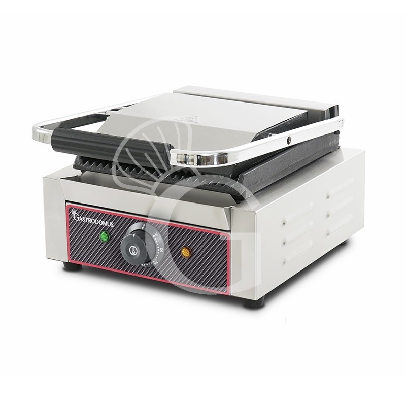 Kontaktgrill, gerillte Grillplatte aus Gusseisen, B 130 mm x T 380 mm x H 210/520 mm