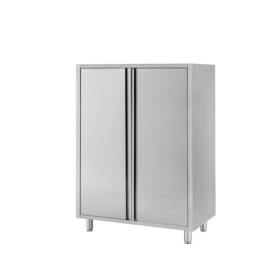 Edelstahl Mehrzweckschrank, 2 Flügeltüren, 2 Einlegeböden, B 800 mm x T 600 mm x H 1500 mm