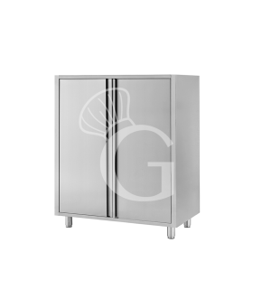 Edelstahl-Universalschrank, 2 Flügeltüren, 2 Einlegeböden, B 1200 mm x T 700 mm x H 1500 mm