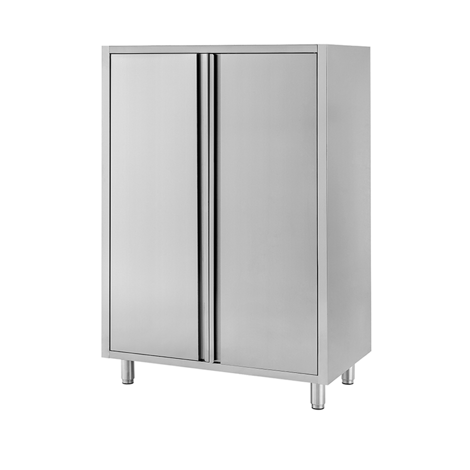 Edelstahl Hochschrank, 2 Flügeltüren, 3 Einlegeböden, B 1200 mm x T 700 mm x H 1800 mm