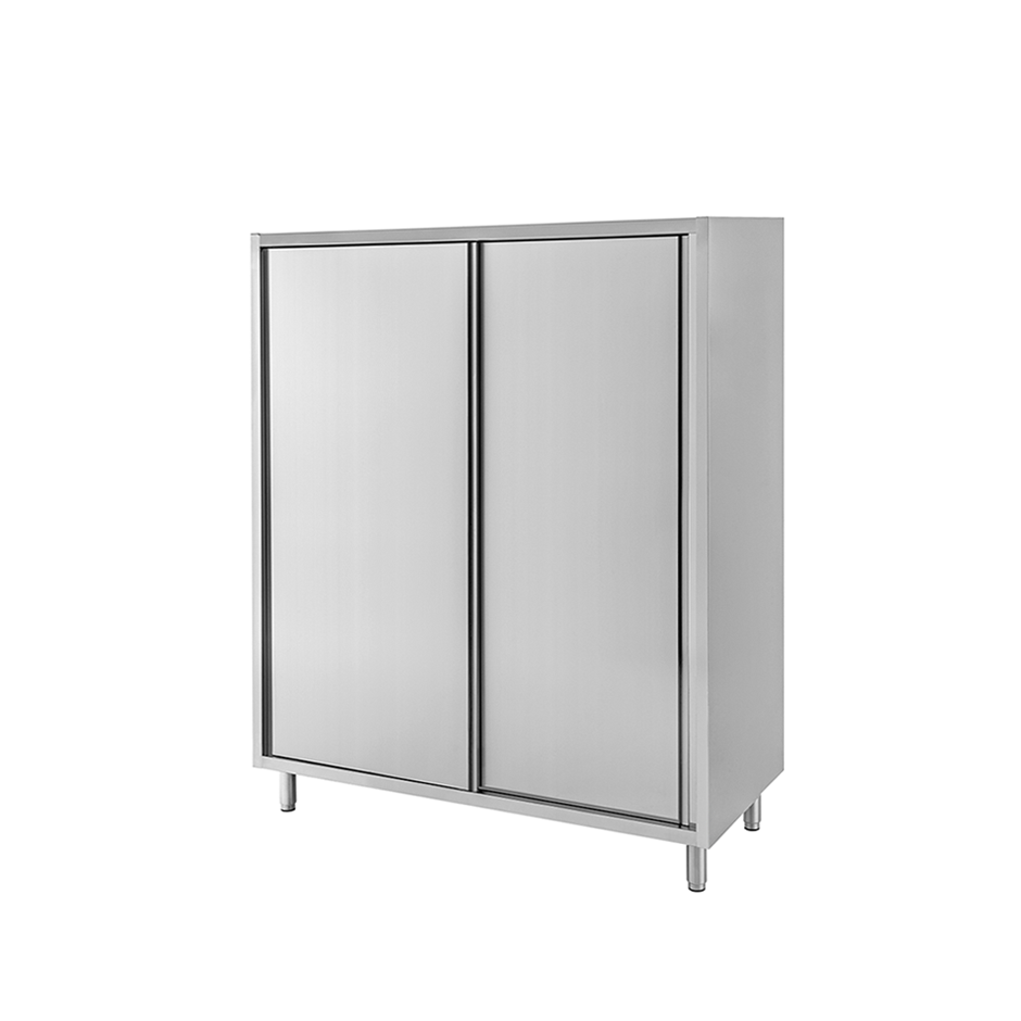 Edelstahl Mehrzweckschrank, 2 Schiebetüren, 2 Einlegeböden, B 1000 mm x T 500 mm x H 1500 mm