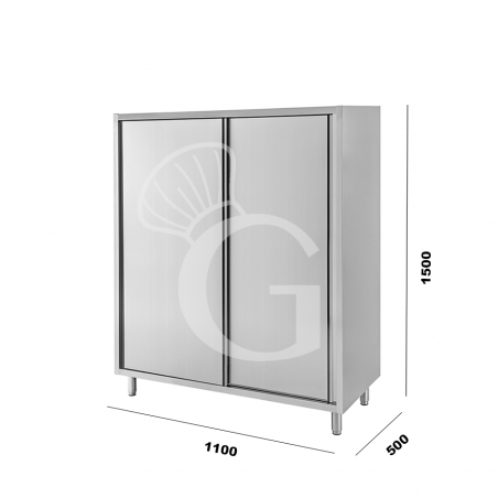 Edelstahl – Schrank – Universal – 2 Schiebetüren – 3 Zwischenböden – B