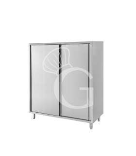 Edelstahl Mehrzweckschrank, 2 Schiebetüren, 2 Einlegeböden, B 1200 mm x T 700 mm x H 1500 mm