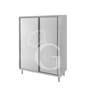 Edelstahl Hochschrank, 2 Schiebetüren, 3 Einlegeböden, B 1200 mm x T 500 mm x H 1800 mm
