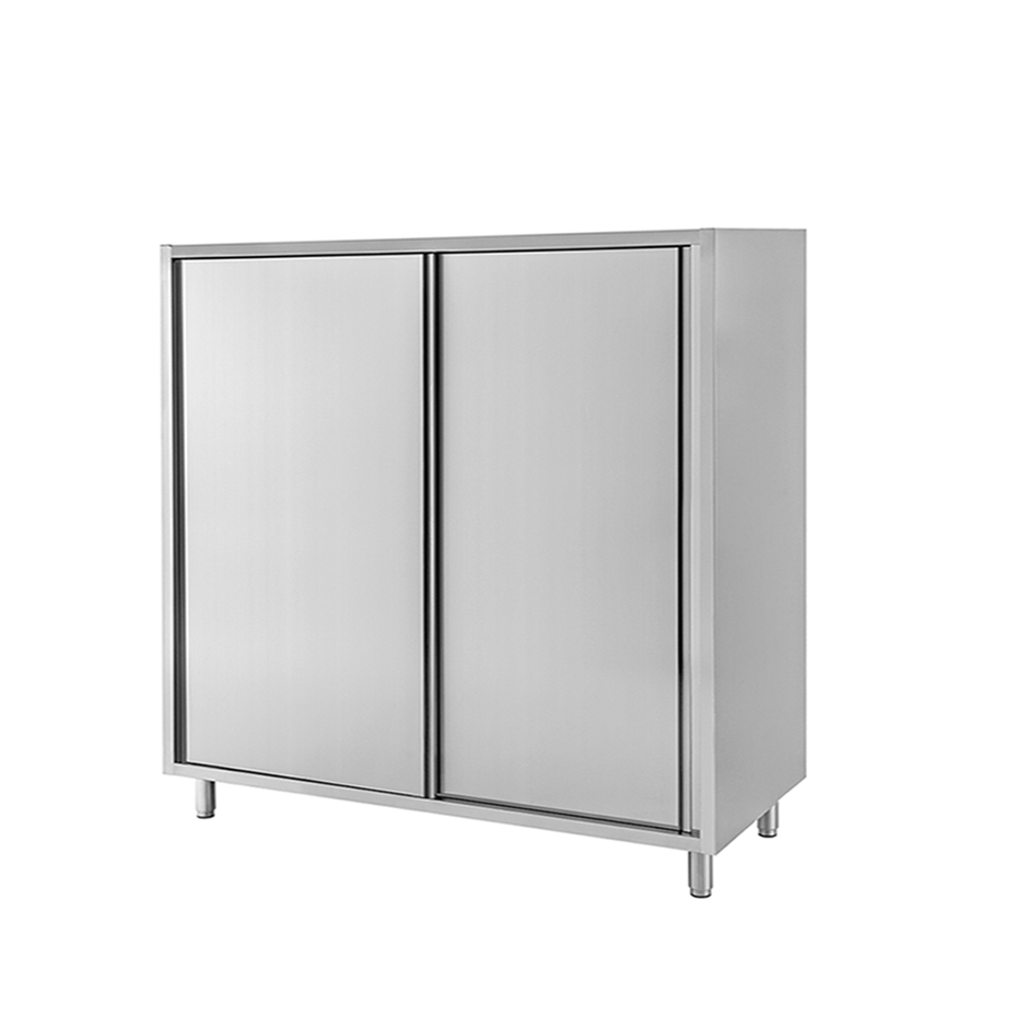 Edelstahl Universalschrank, 2 Schiebetüren, 2 Einlegeböden, B 1500 mm x T 500 mm x H 1500 mm