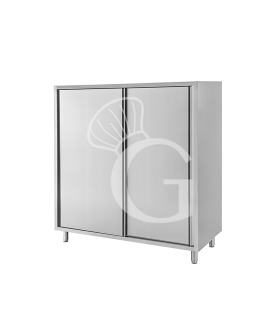 Edelstahl Mehrzweckschrank, 2 Schiebetüren, 2 Einlegeböden, B 1400 mm x T 700 mm x H 1500 mm