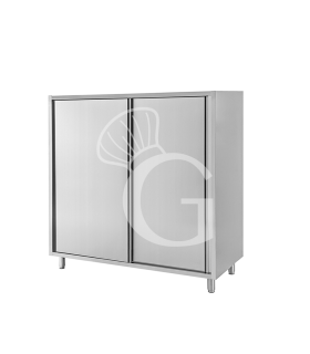 Edelstahl Universalschrank, 2 Schiebetüren, 2 Einlegeböden, B 1500 mm x T 600 mm x H 1500 mm