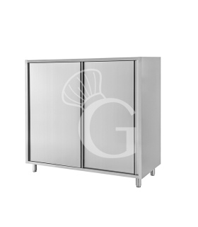 Edelstahl Mehrzweckschrank, 2 Schiebetüren, 2 Einlegeböden, B 1600 mm x T 500 mm x H 1500 mm