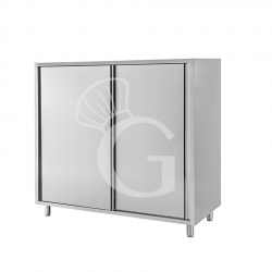 Edelstahl Mehrzweckschrank, 2 Schiebetüren, 2 Einlegeböden, B 1600 mm x T 600 mm x H 1500 mm