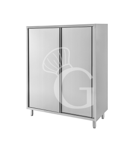 Edelstahl Hochschrank, 2 Schiebetüren, 3 Einlegeböden, B 1400 mm x T 700 mm x H 1800 mm