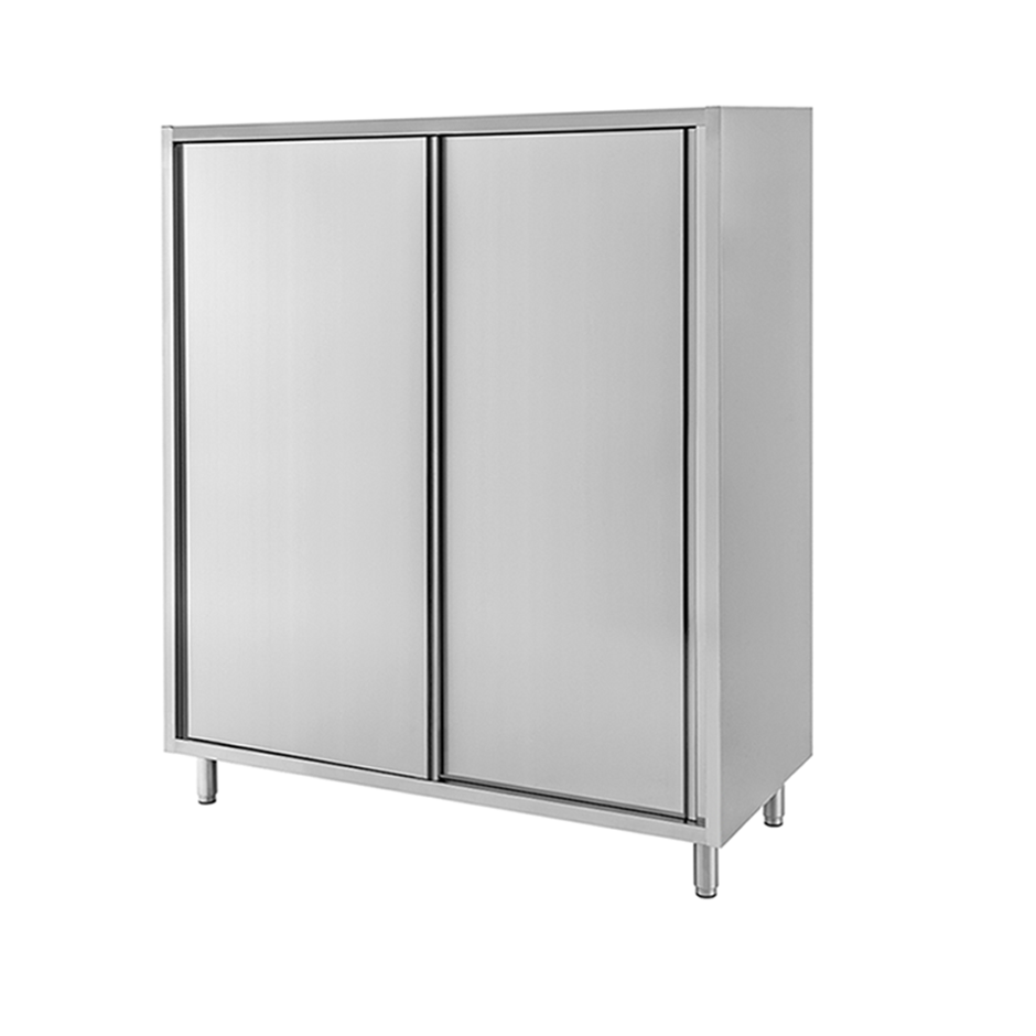 Edelstahl Hochschrank, 2 Schiebetüren, 3 Einlegeböden, B 1500 mm x T 600 mm x H 1800 mm