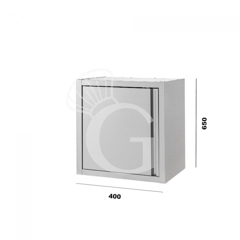 Wandhängeschrank, Edelstahl, 1 Flügeltür, 1 Zwischenboden, B 400 mm x T 400 mm x H 660 mm