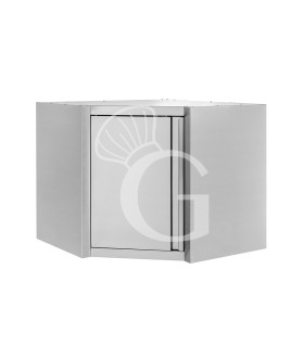 Eck-Wandhängeschrank, Edelstahl, 1 Flügeltür, 1 Zwischenboden, B 700 mm x T 700 mm x H 660 mm
