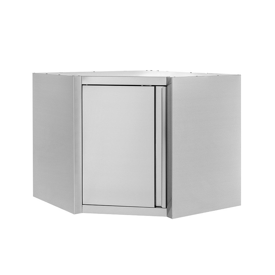 Eck-Wandhängeschrank, Edelstahl, 1 Flügeltür, 1 Zwischenboden, B 700 mm x T 700 mm x H 660 mm