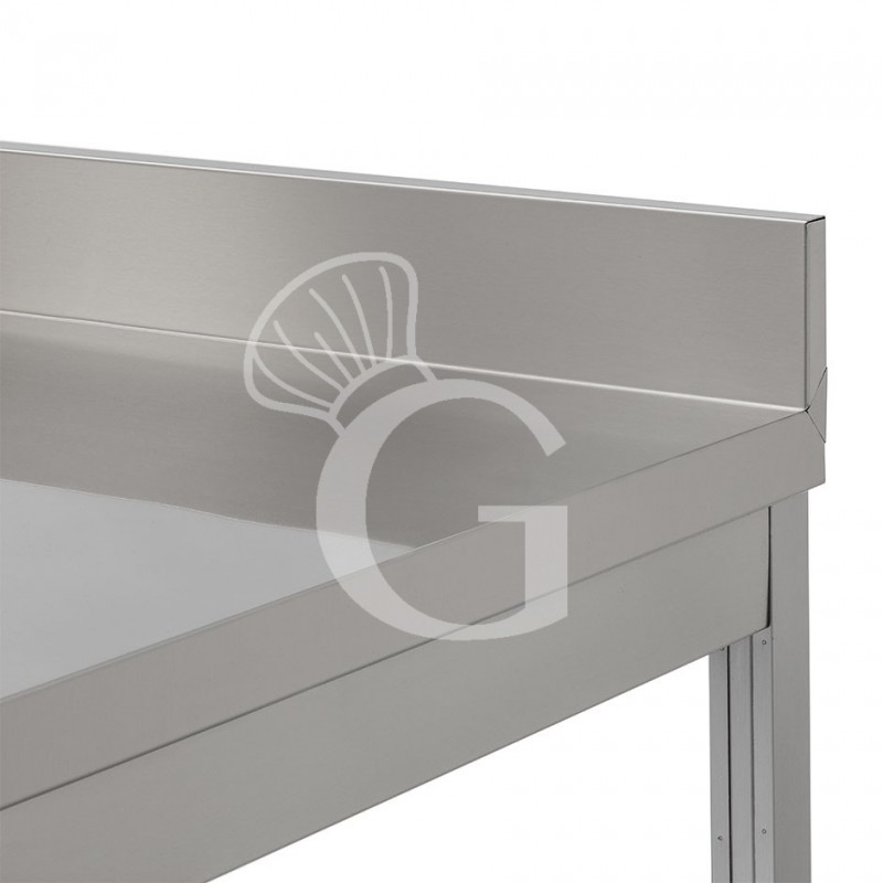 Edelstahltisch, 1 Grundboden, Aufkantung, B 800 mm x T 700 mm x H 950 mm