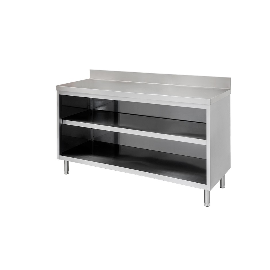 Offener Edelstahltisch 2 Regalböden Aufsatz B 1300 mm x T 600 mm x H 950 mm