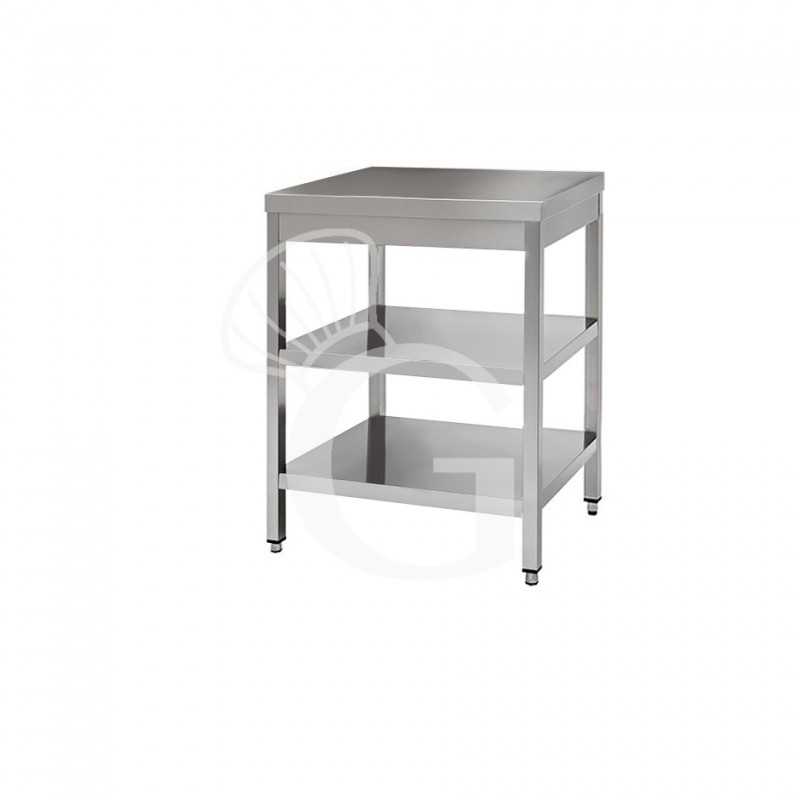 Edelstahltisch 2 Regalböden B 600 mm x T 800 mm x H 850 mm Edelstahltisch 2 Regalböden B 600 mm x T 800 mm x H 850 mm