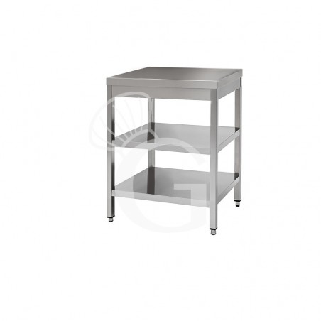 Edelstahltisch 2 Regalböden B 600 mm x T 800 mm x H 850 mm Edelstahltisch 2 Regalböden B 600 mm x T 800 mm x H 850 mm