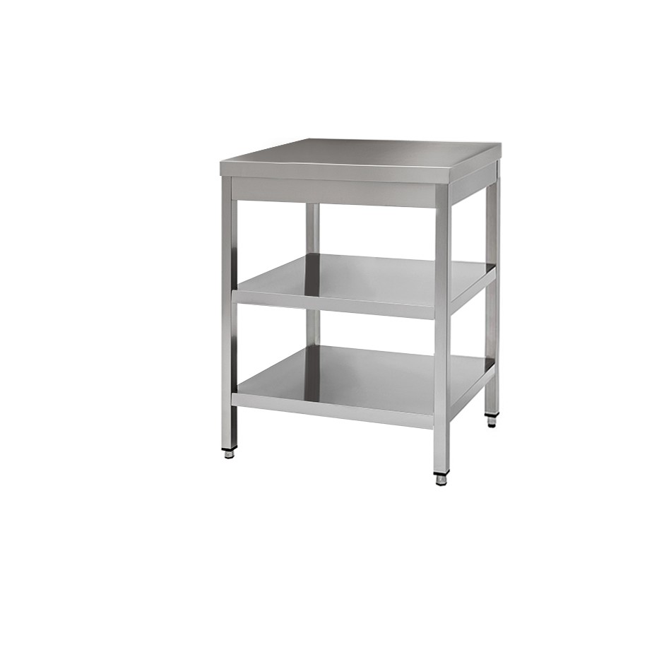 Edelstahltisch 2 Regalböden B 600 mm x T 800 mm x H 850 mm
