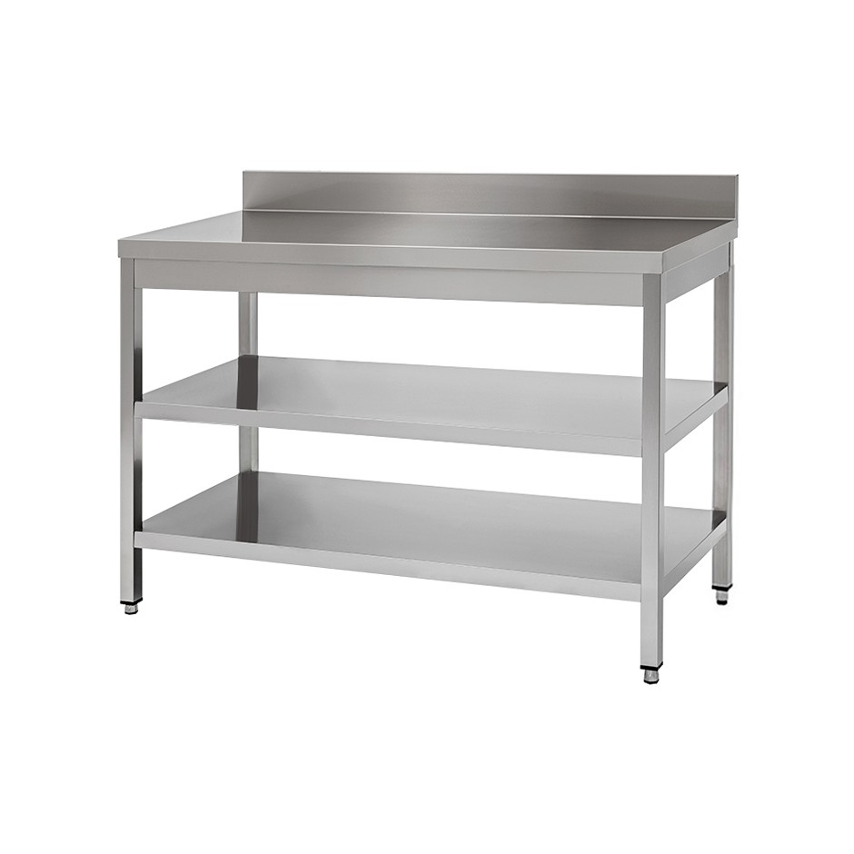 Edelstahltisch 2 Regalböden Aufsatz B 1700 mm x T 800 mm x H 950 mm
