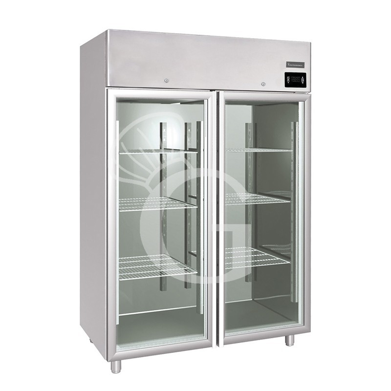Tiefkühlschrank (1400 Liter), Umluftkühlung, 2 Glastüren, -18°C/-22°C, B 1460 x T 825 x H 2100 mm