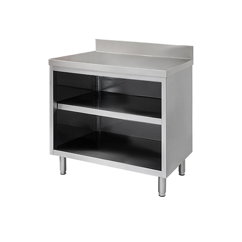 Offener Edelstahltisch 2 Regalböden Aufsatz B 1000 mm x T 600 mm x H 950 mm