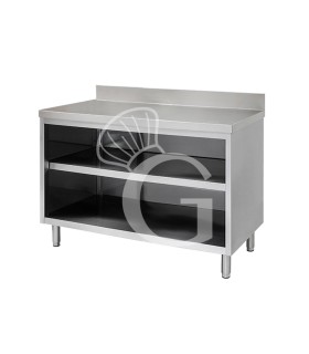 Offener Edelstahltisch 2 Regalböden Aufsatz B 1200 mm x T 700 mm x H 950 mm