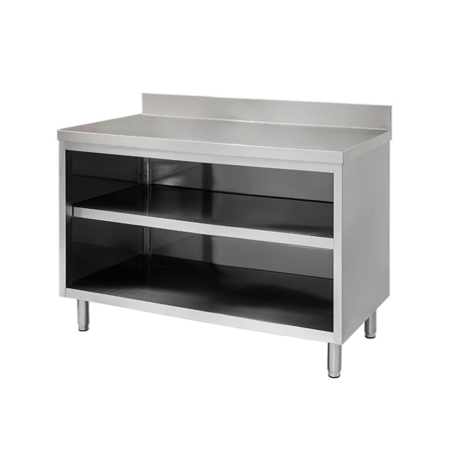 Offener Edelstahltisch 2 Regalböden Aufsatz B 1200 mm x T 700 mm x H 950 mm