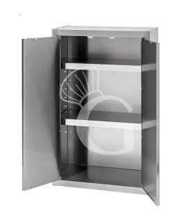 Wandhängeschrank, Edelstahl, 2 Flügeltüren, 2 Zwischenböden, B 800 mm x T 400 mm x H 1000 mm