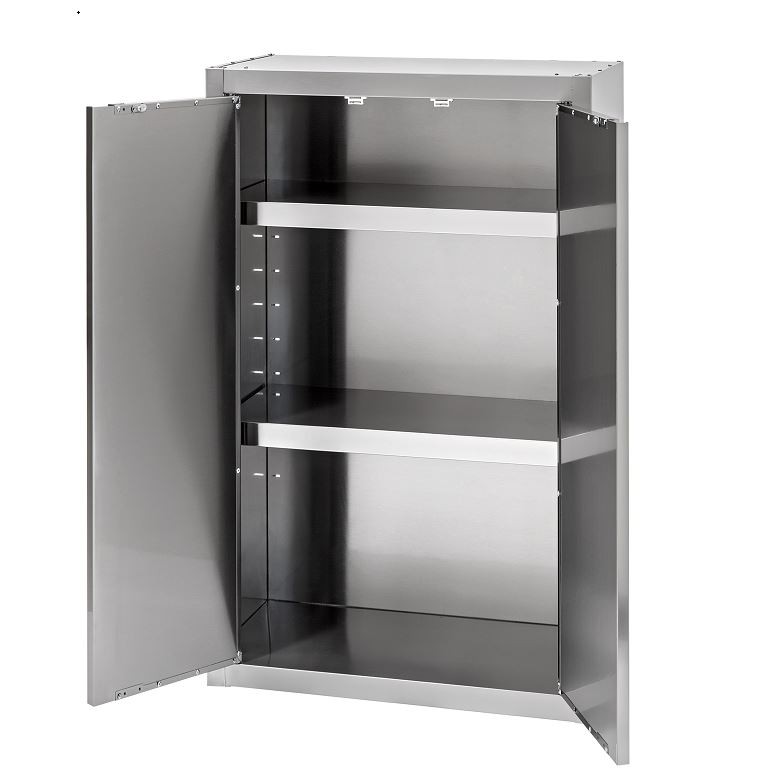 Wandhängeschrank, Edelstahl, 2 Flügeltüren, 2 Zwischenböden, B 800 mm x T 400 mm x H 1000 mm