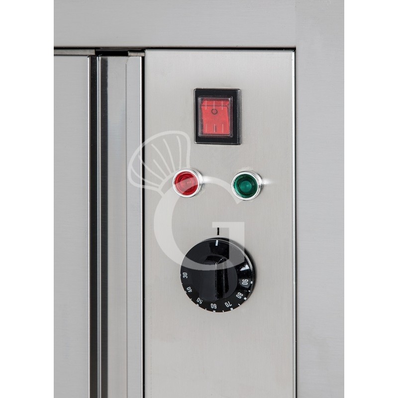 Beheizte Tisch aus Edelstahl mit Schiebetüren und Aufsatz B 1700 mm x T 700 mm x H 950 mm