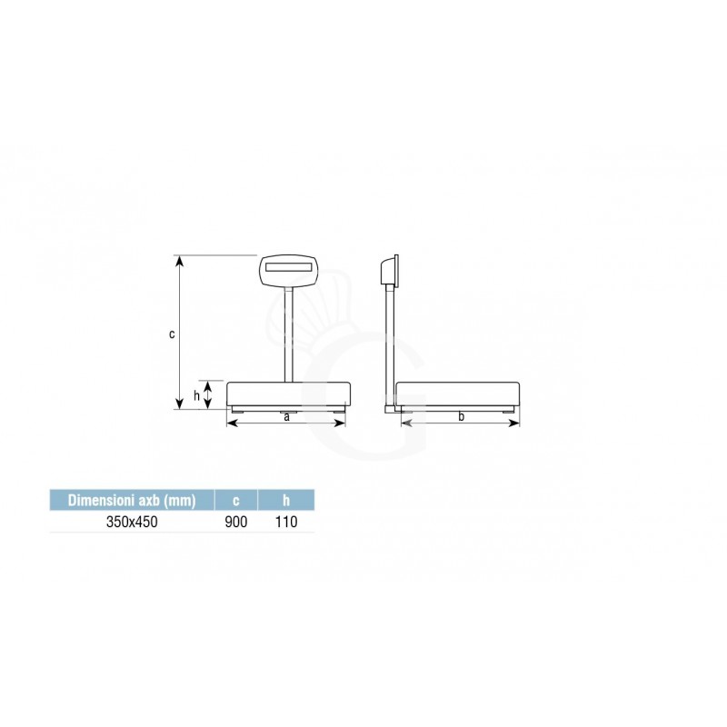 Industriewaage /Plattformwaage, Hochanzeige, einzellig, Tragkraft 30 kg,  Präzision auf bis 10 g, B 450 mm x T 350 mm x H 670 mm