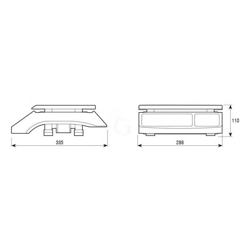 Plattformwaage, Tragkraft 30 kg,  Präzision auf bis zu 5 g, B 400  mm x T 500 mm x H 120 mm