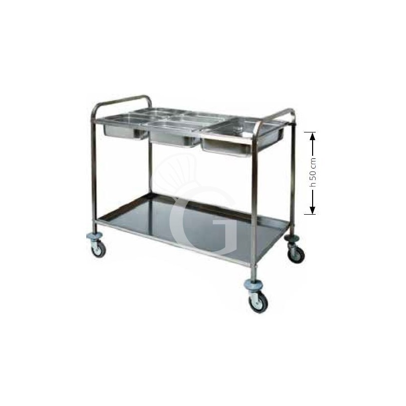 Servicewagen – Edelstahl – Behälter 3 GN 1/1 – B 110 mm x T 620 mm x H 970 mm